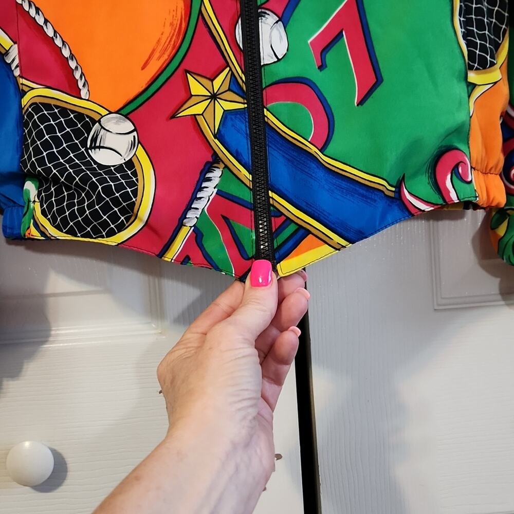 Vintage Tail Women's Vibrant Multi-colored Tennis Print Full Zip Jacket Size Med - Picture 6 of 14